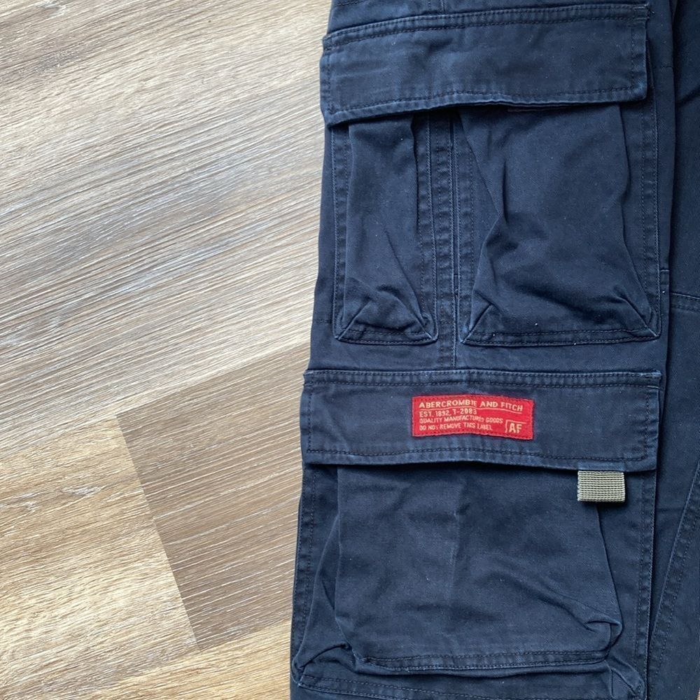 Vintage Y2k 90s Abercrombie & Fitch Dark Navy Blue Cargo Pants Sz XL - Picture 10 of 12
